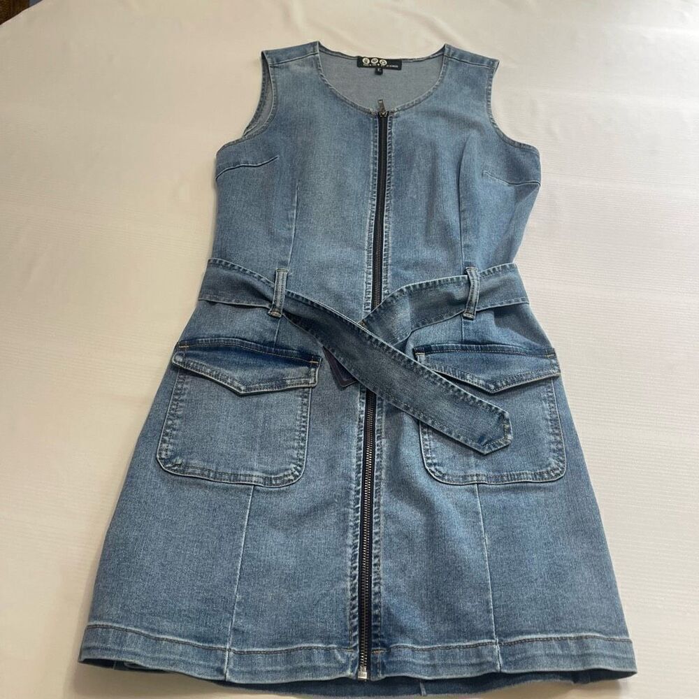 Rewash Blue Denim Mini Dress with Front Zip